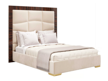 BRANDO - Wooden double bed with upholstered headboard by Guerra Vanni - view 2